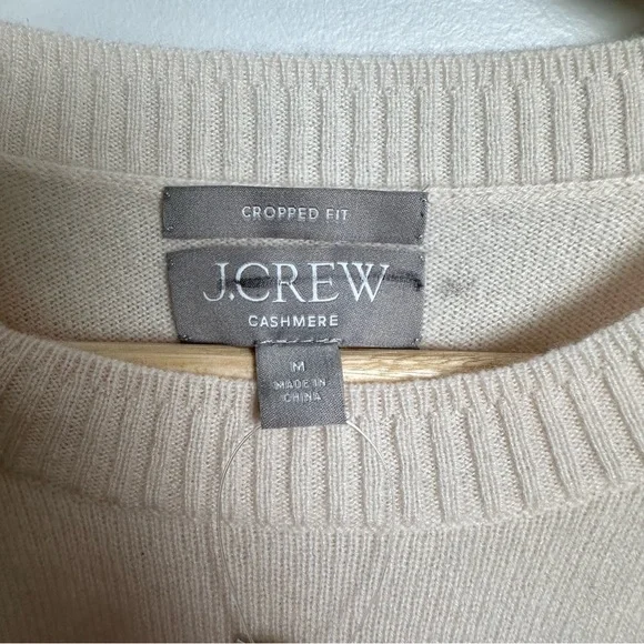 J. Crew Cashmere shrunken crewneck sweater Heather Muslin Beige BG654 NEW MEDIUM - Picture 7 of 9
